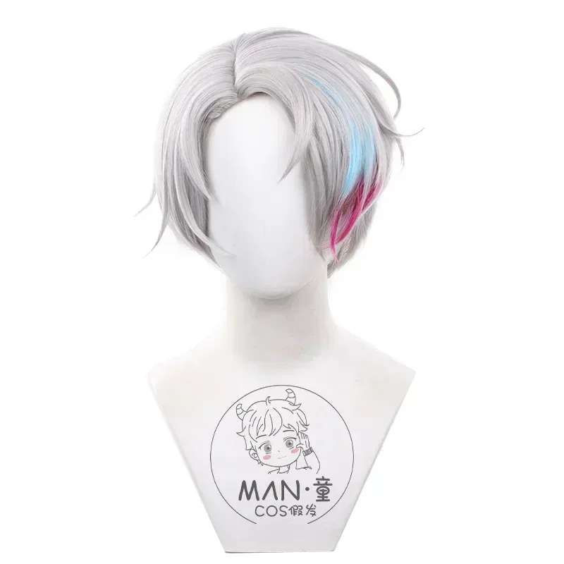 لعبة الهوية الخامس المحنط ايسوب كارل شعر مستعار تأثيري رمادي الاصطناعية الشعر مقاومة للحرارة هالوين كرنفال دور اللعب غطاء شعر مستعار للحفلات