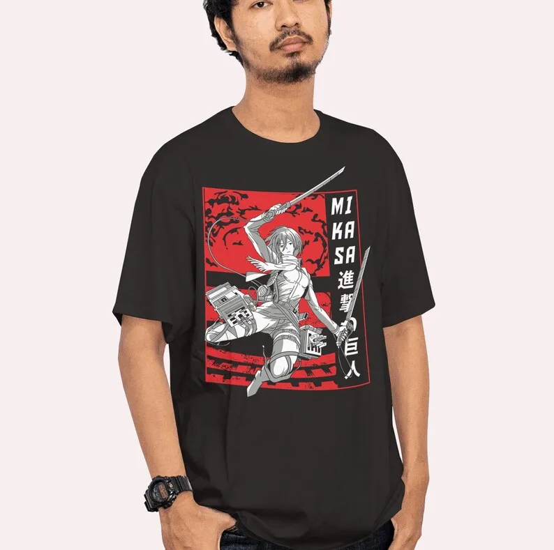 Mikasa Ackerman AOT Attack On Titan Japanese Manga Merch T-Shirt Anime Unisex Tee