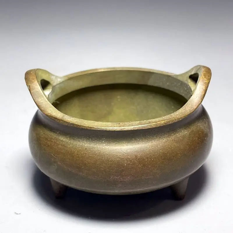 Wholesale antique copperware, vintage-style bronze items, three-legged Qiaoer Xuande incense burner, brass incense burner, Xuand