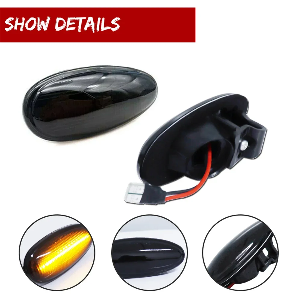 Car Amber Dynamic LED Front Bumper Side Marker Indicator Lights Turn Signal Lights For Mitsubishi Outlander I-Miev Lancer EVO