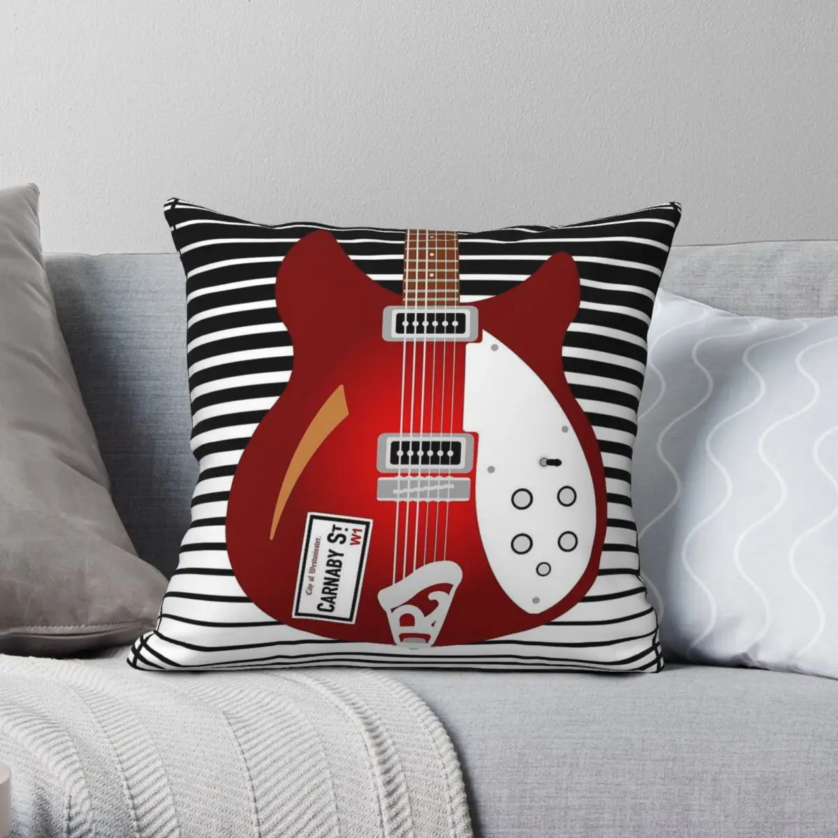 Paul Weller Rickenbackers Guitars Pillowcase Polyester Linen Velvet Creative Zip Decorative Pillow Case Bed Cushion Cover