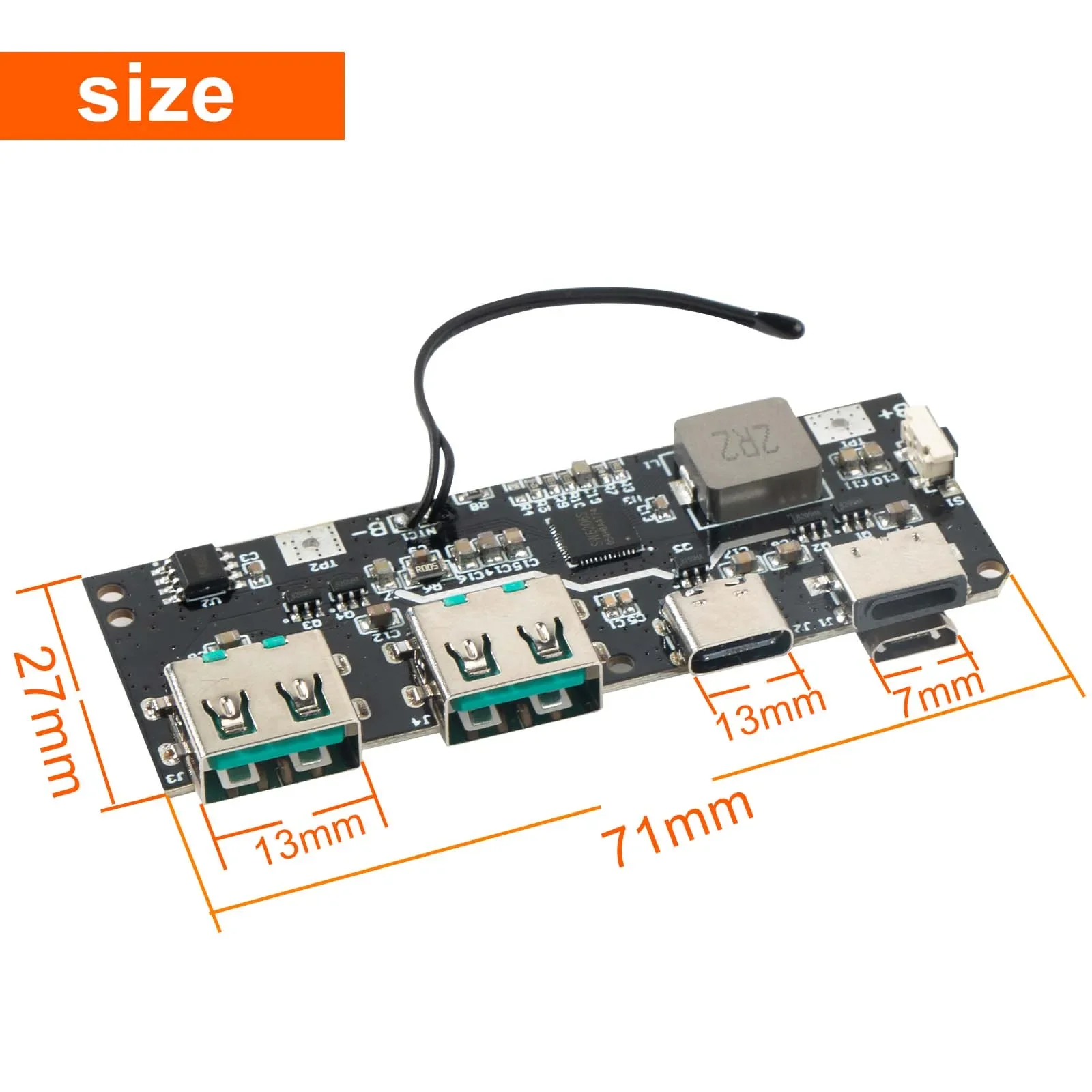 1Pcs 5 Ports Power Bank Module Bidirectional Fast Charging QC PD3.0 22.5V DIY Charger Circuit Board