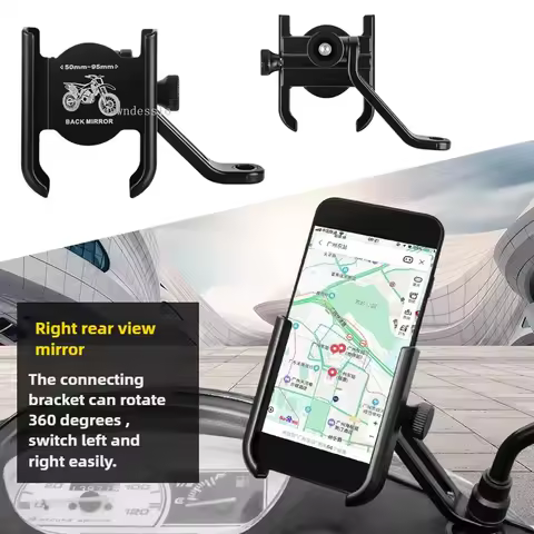 Phone Mount Stand Bicycle Holder 360&deg; Rotatable Aluminum Adjustable Bike Phone Holder Non-slip Support Cycling GPS Bracket Clip