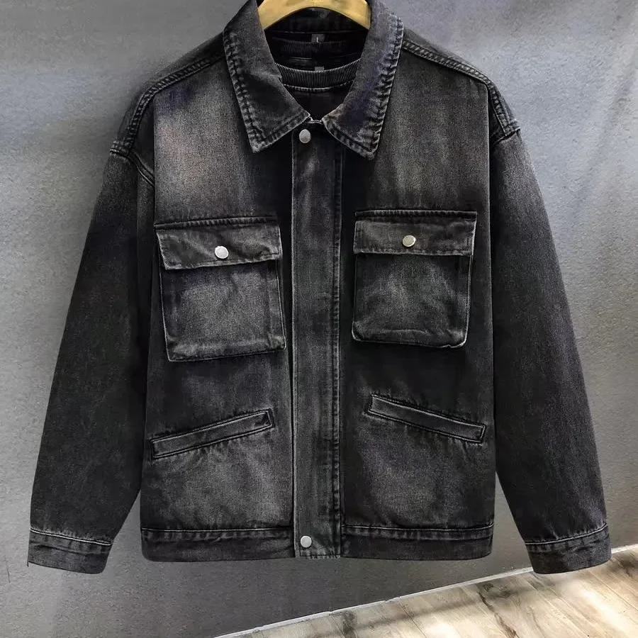 

LIBIELIY European And American Retro Distressed Denim Jacket For Men. It's The 2024 New Trendy Workwear Jacket For Spring And Au