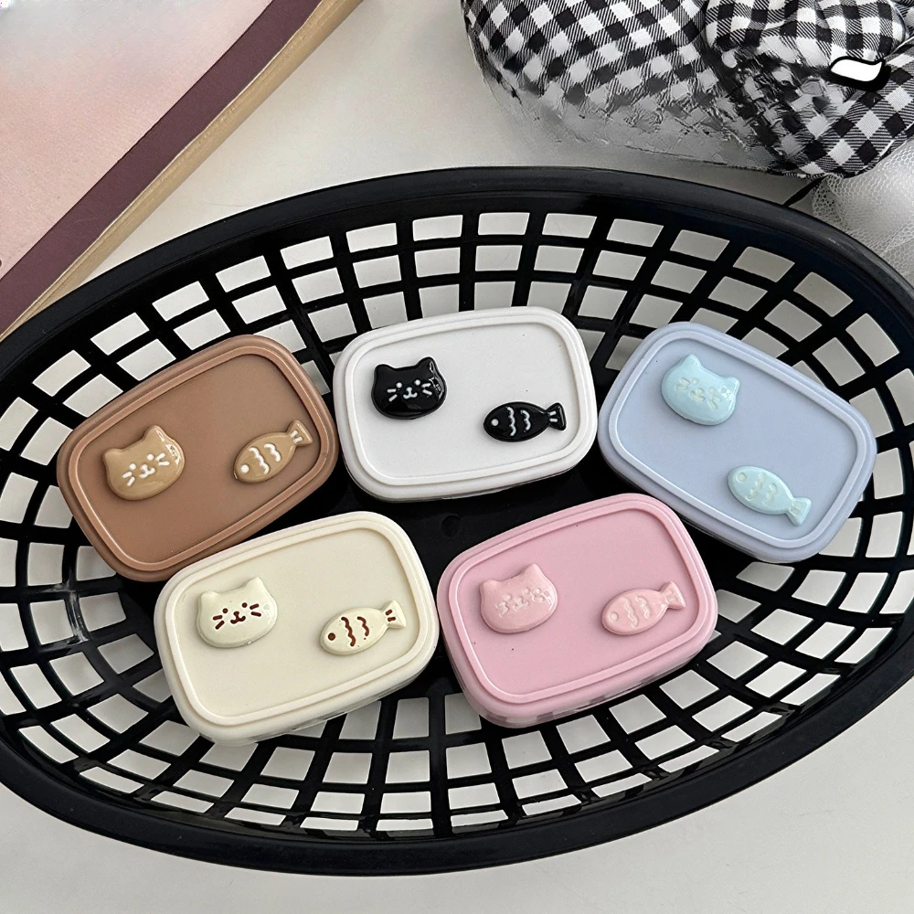 Candy Color Portable Contact Lens Case with Tweezers Suction Stick Set Travel Kit Holder with Mirror for Travel
