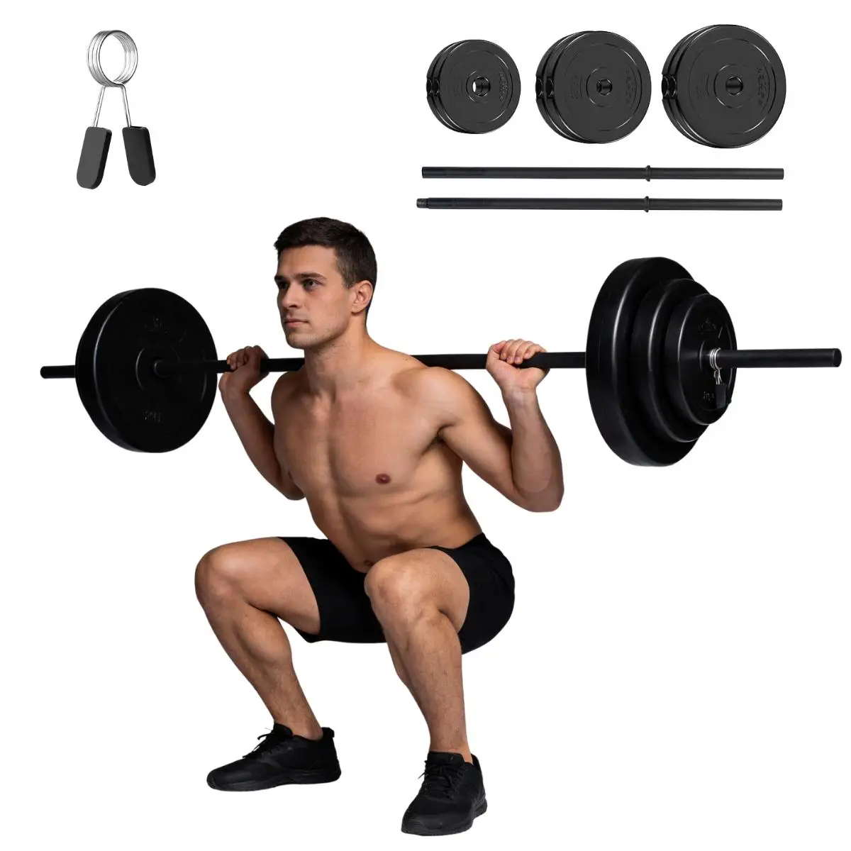 RELIFE Verstellbares Langhantel-Set Gesamtgewicht-Set zum Heben, 45 LB Langhantel-Set mit Verstellbaren Freigewichten für Workouts