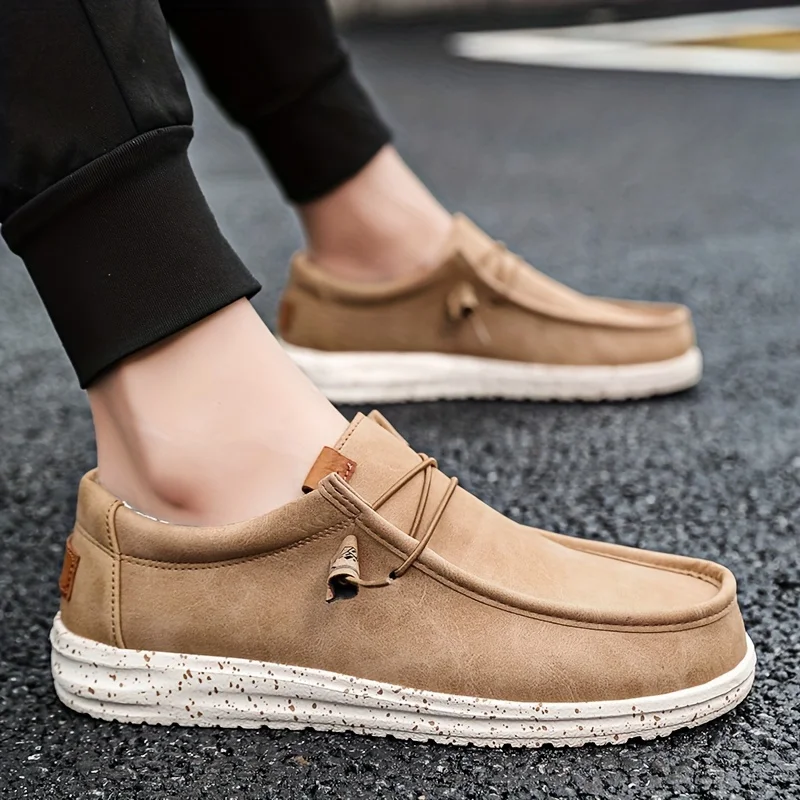 

fallow soft-soled wear-resistant Solid Casual Shoes, Breathable Lightweight Slip On Shoes With PU Uppers And Elastic Bonds Fo