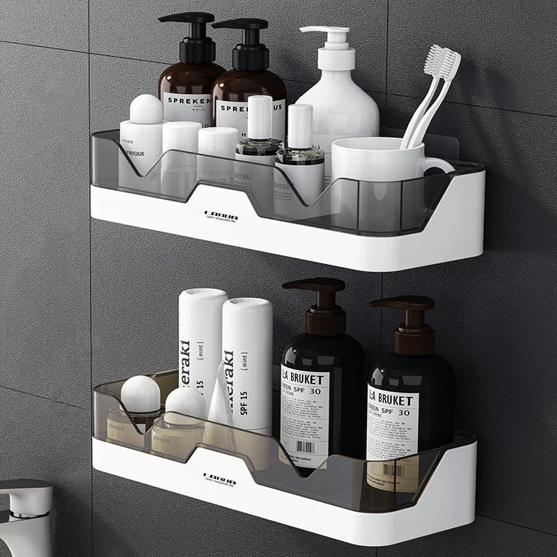 

Bathroom Shelf Organizer No Drill Organizer Shower Storage Rack Wall Mount Plastics Toilet Shampoo Holder Bathroom Accessories