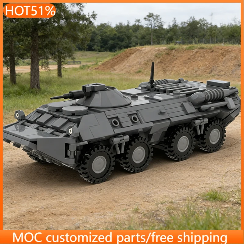 448 pièces Modèle de char militaire BTRMOC-80 Échelle 1:45 MOC Blocs de construction modulaires personnalisables Technologie populaire DIY Jouet de festival Cadeau