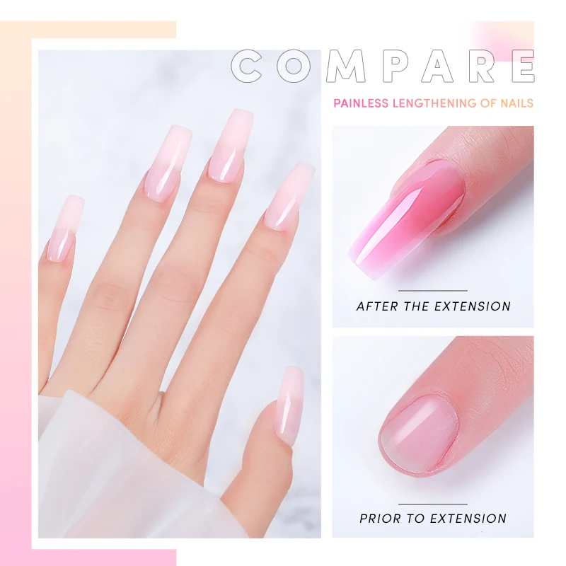 AS 50ml gelatina dura extensión de uñas Gel constructor de uñas arte francés goma de uñas blanco claro Color Natural remojo UV Gel de construcción