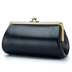 Genuine Leather Vintage Evening Bag Mobile Phone Bag Storage Bag Clip Wallet