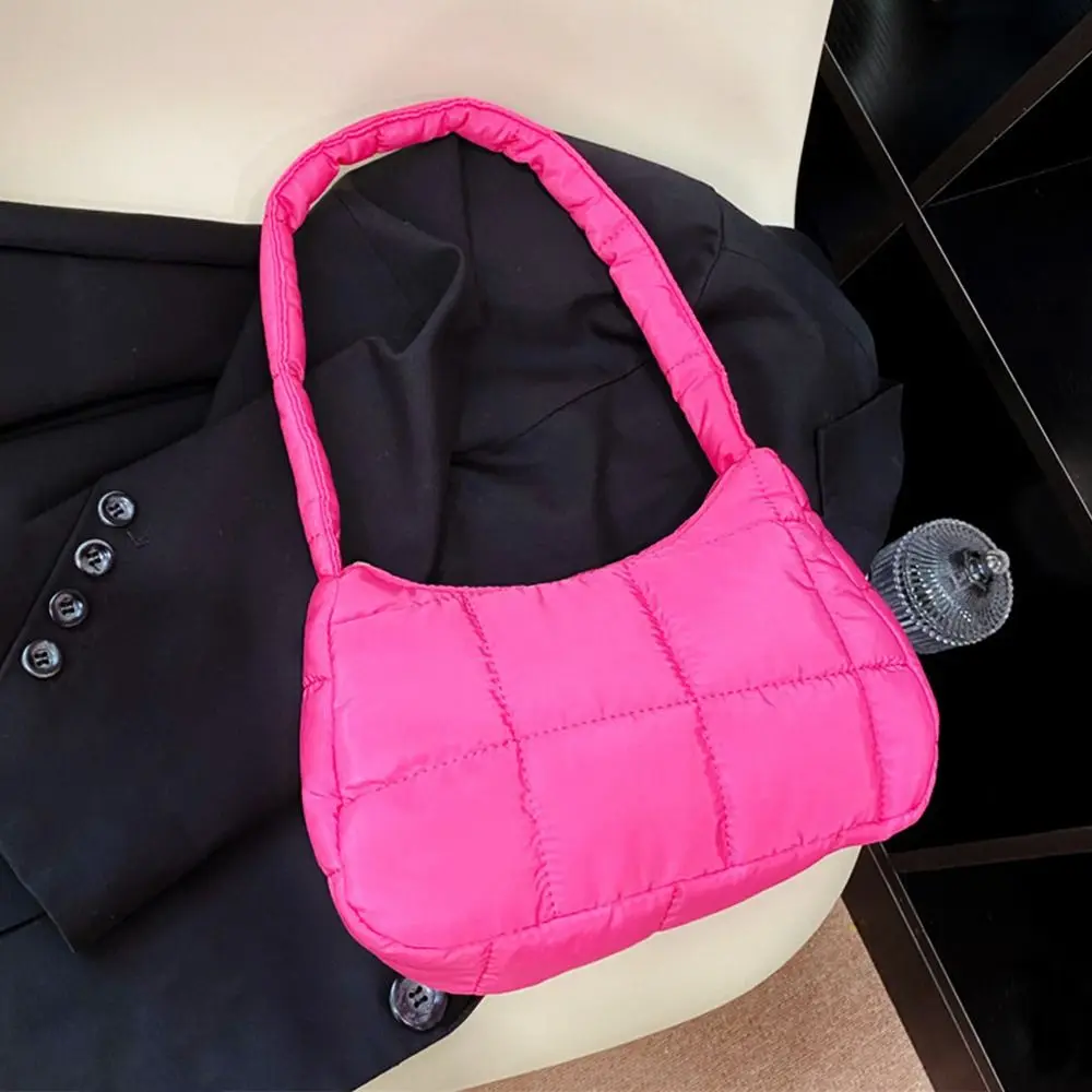 Fashion Solid Color Casual Quilted Handbags Top-Handle Bags Underarm Shoulder Bags Cotton-Padded Bags