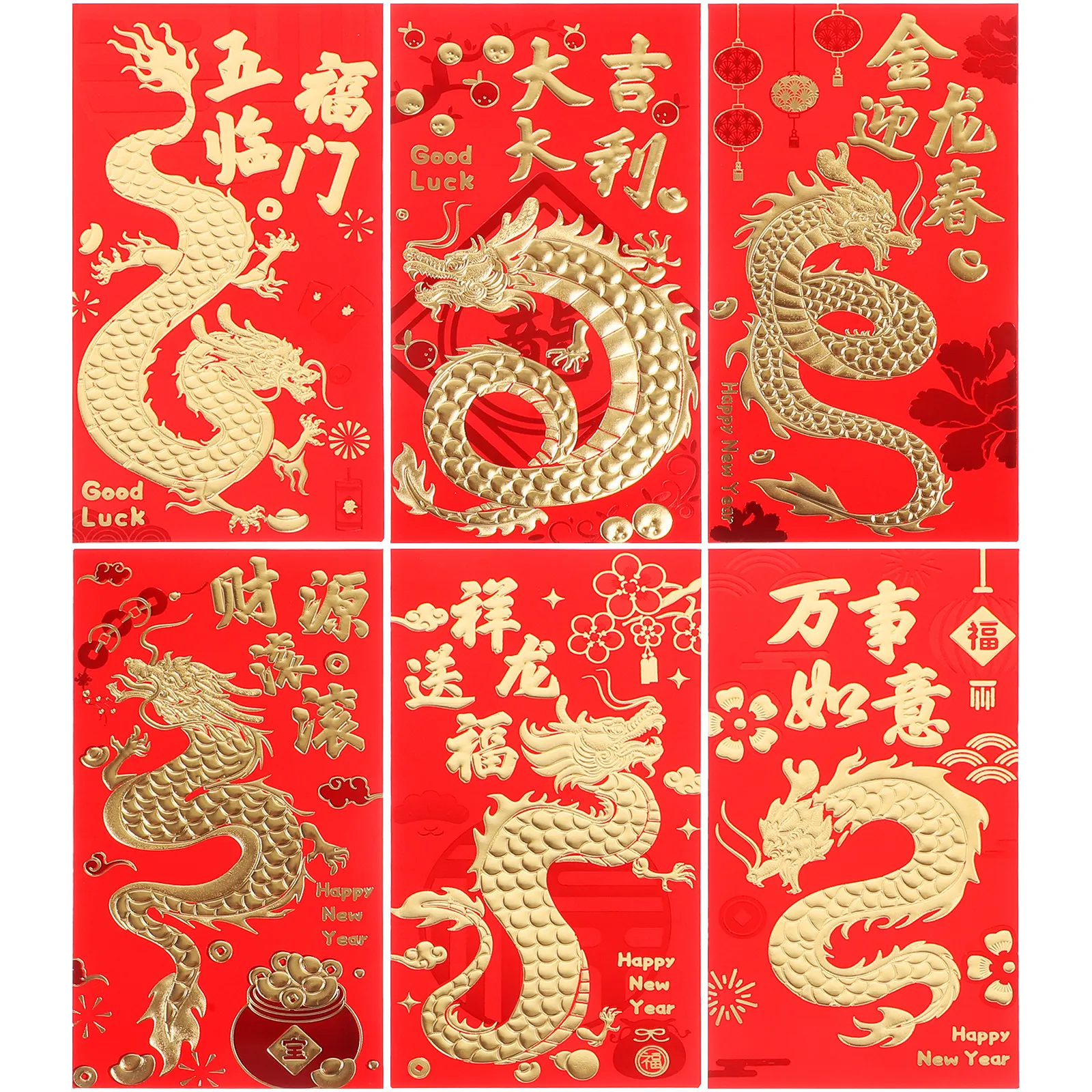 

30Pcs 2024 Hot Stamped Red Envelopes Chinese Style Dragon Paper Money Bags Spring Festival Cash Envelopes Traditional Red Lucky