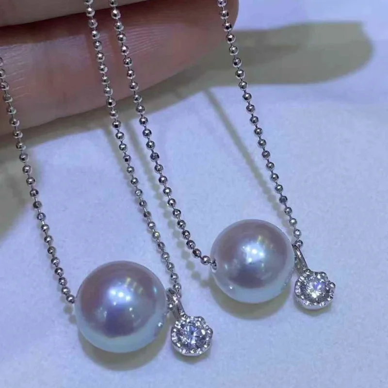 

SGARIT 7.5-8mm Akoya Pearl Pendant Necklace for Women Pure Silver Natural Seawater Pearl Necklace 45cm Fashion Boutique Jewelry