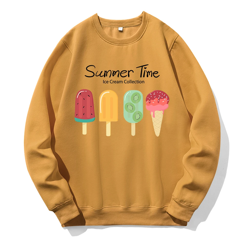 Summer Time Fruit Ice Cream Collection Hooded Men Street Fashion All Match Hoody Basic Casual Sweatshirt O-Neck Fleece Hoodie