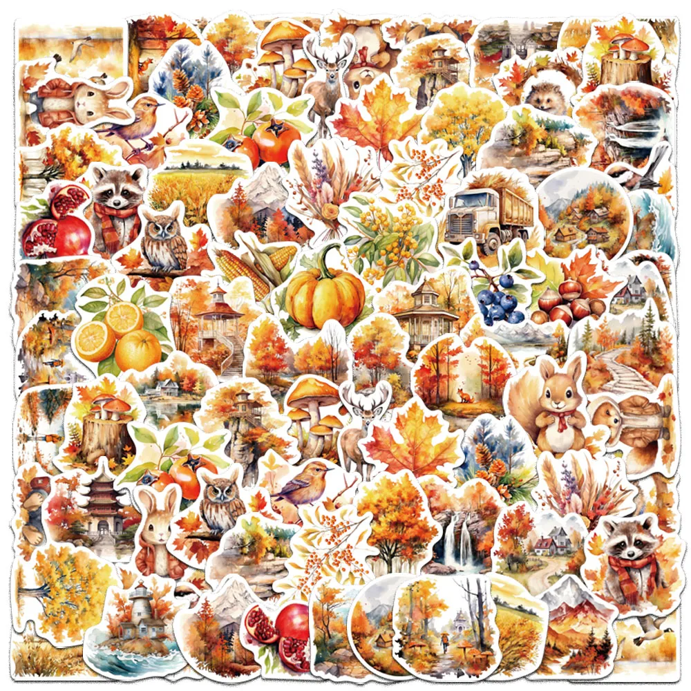 50PCS Creative Autumn Harvest Stickers DIY Notebook Water Cup Phone Case Skateboard Personalized Waterproof Stickers