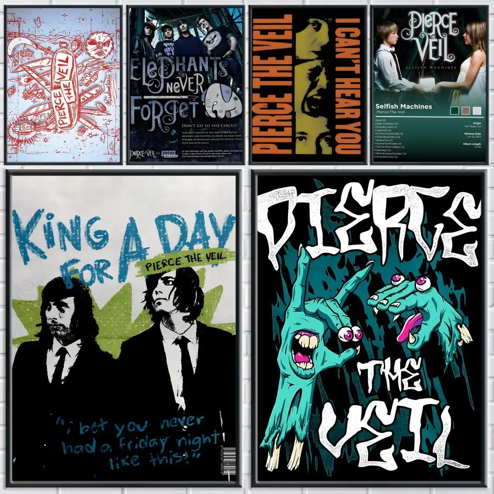 Band P-Pierce The Veil Poster Home Living Bed Room Bar Hallway Sticky Wall Printing Waterproof Aesthetic Decor