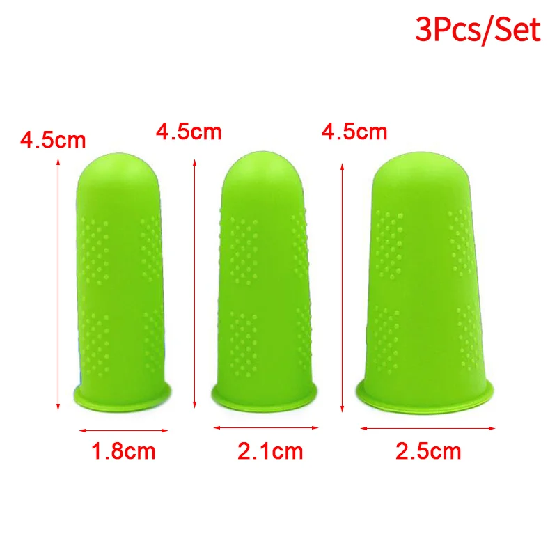 3Pcs/Set Silicone Anti-cut Heat Resistant Finger Protector Fingers Cap Cooking Tool.