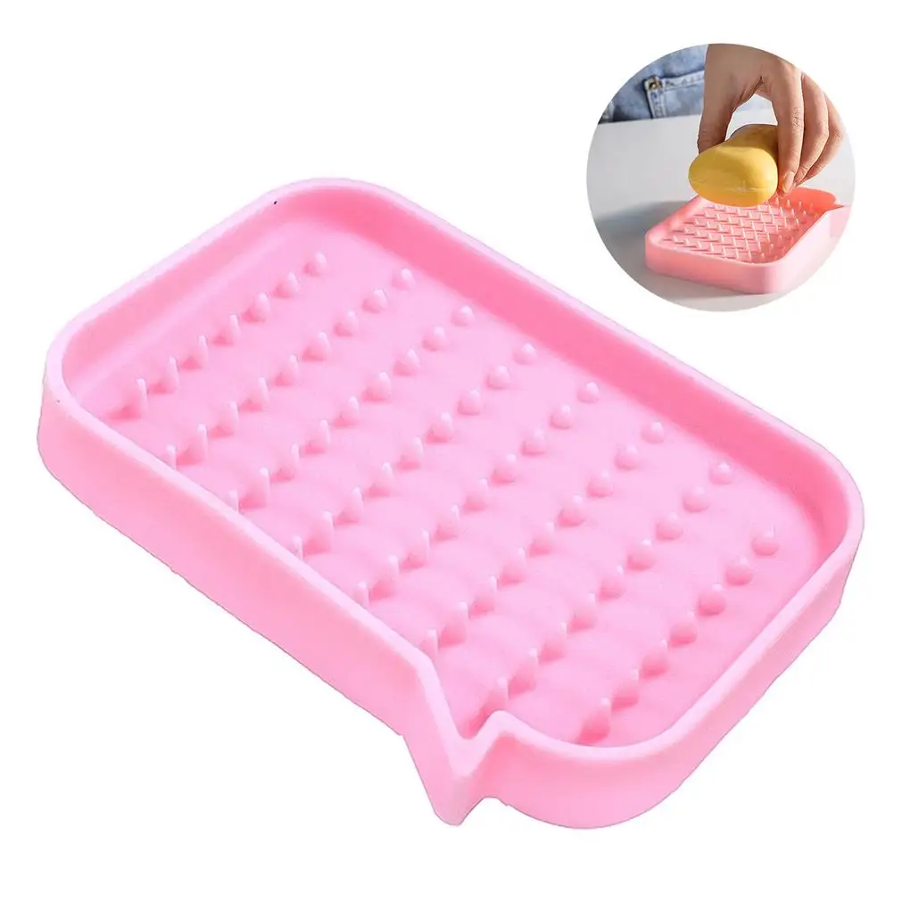 Soap Dish With Hole Non-Slide Draining Shelf Supple Silicone Colorful Container Case Home Shower Shop Countertop