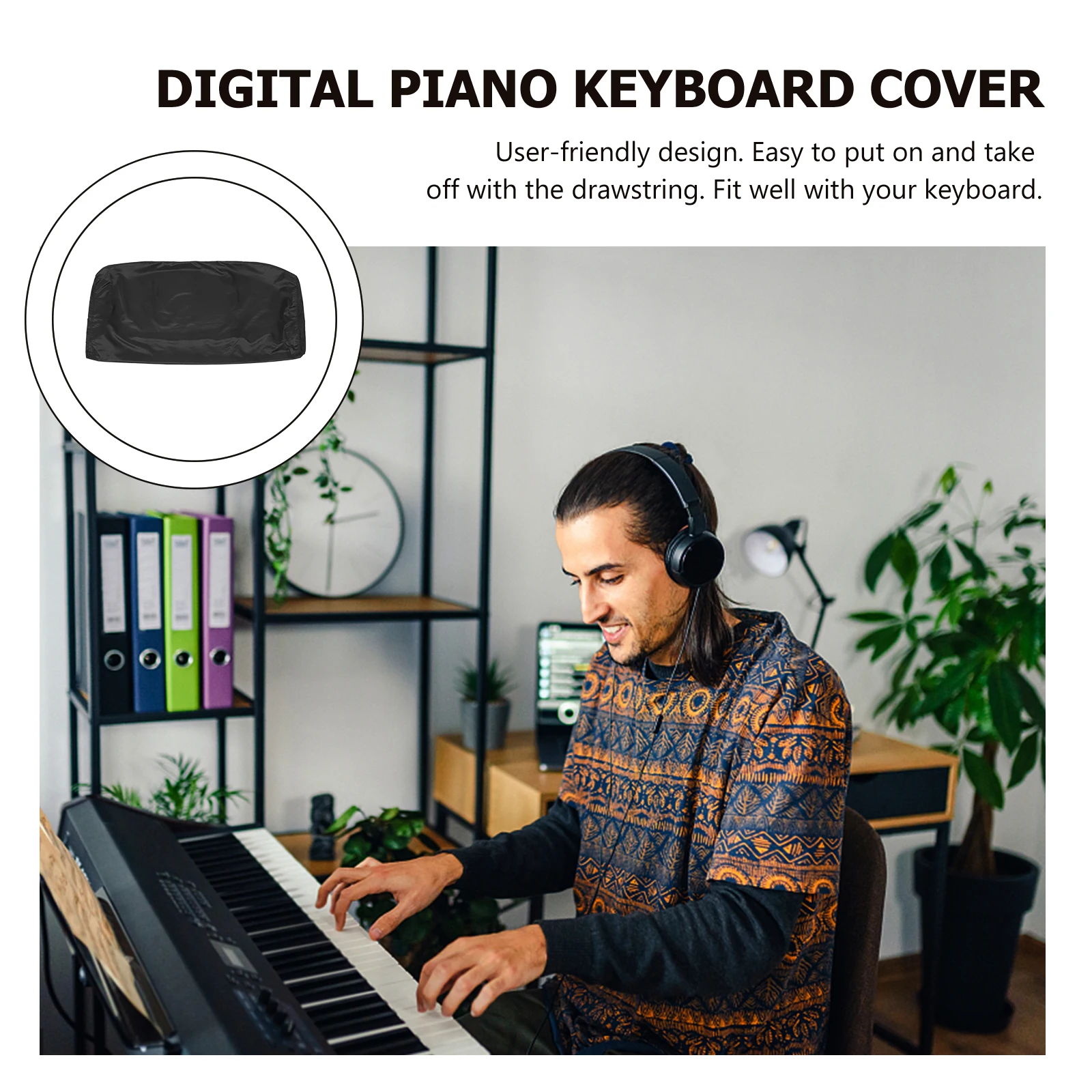 

1Pc Stretchable Black Piano Keyboard Cover Superior Material Practical Durable Music Equipment Protection