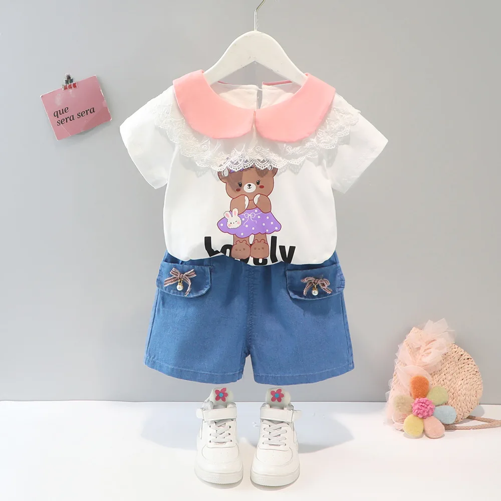 

Baby Girl Summer Clothes Sets Fashion Cartoon Lovely T-shirts Tops and Shorts Two Piece Infant Outfits Kids Bebes Jogging Suits