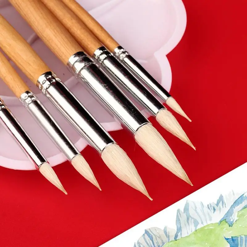 New Watercolor Hook Line Pen Gouache Soft Weasel Hair Outline Painting Brush Hand-painted Propylene Miniature Detail Detail Art