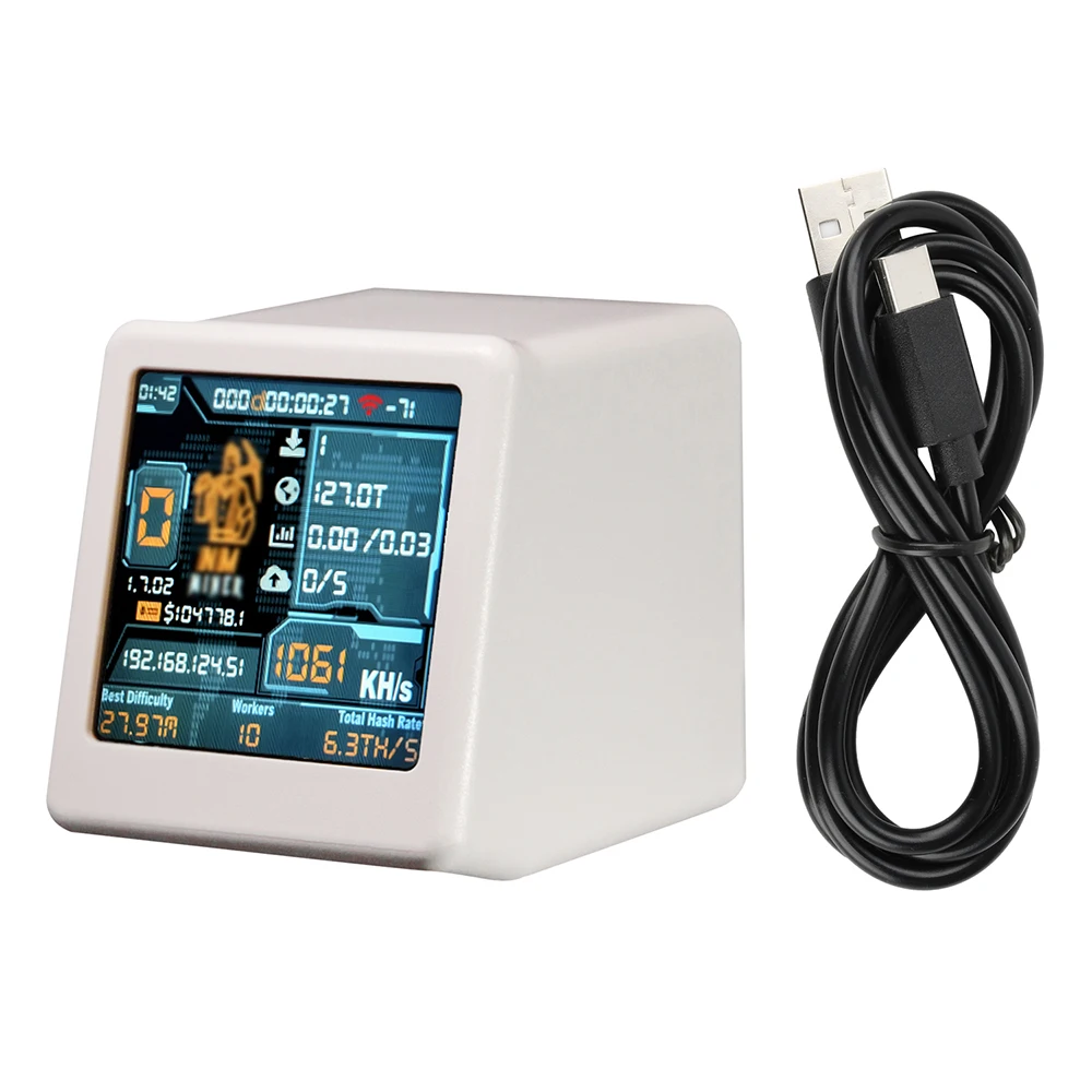 Placa de desenvolvimento ESP32-DROOM com display de 1.54 polegadas Taxa de hash de 1060kH/s e Bluetooth/Wi-Fi para mineração BTC e modo de relógio de mesa