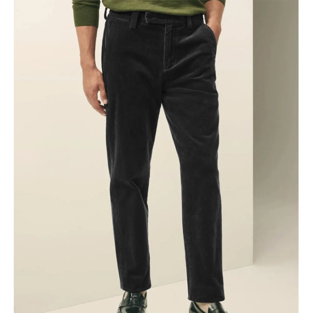 رجل المخملية فستان بتصميم بدلة السراويل بلون شقة الجبهة مدبب بنطلون سليم صالح موضة مريحة للتنفس الرجال السراويل #2