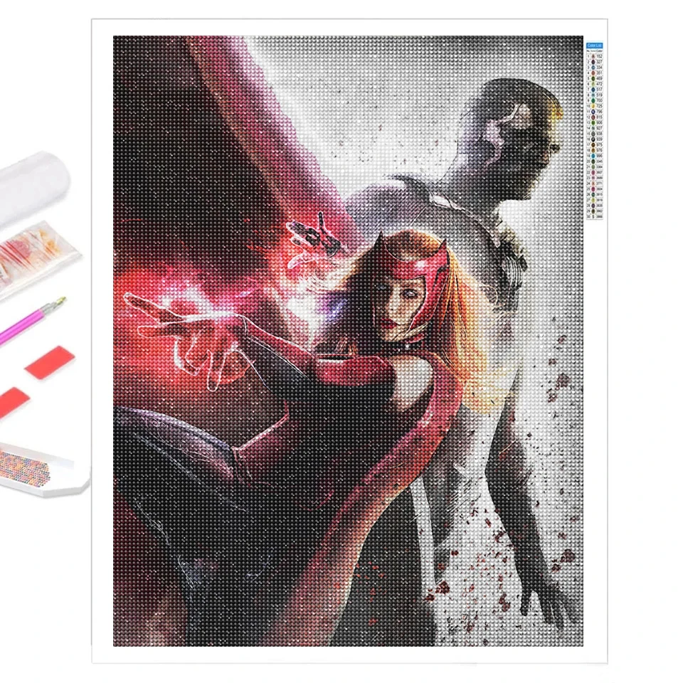 Scarlet Witch Diamond Painting Wanda Maximoff Vision 5D Diamond Embroidery Full Drill DIY Cross Stitch Kits Home Wall Decoration