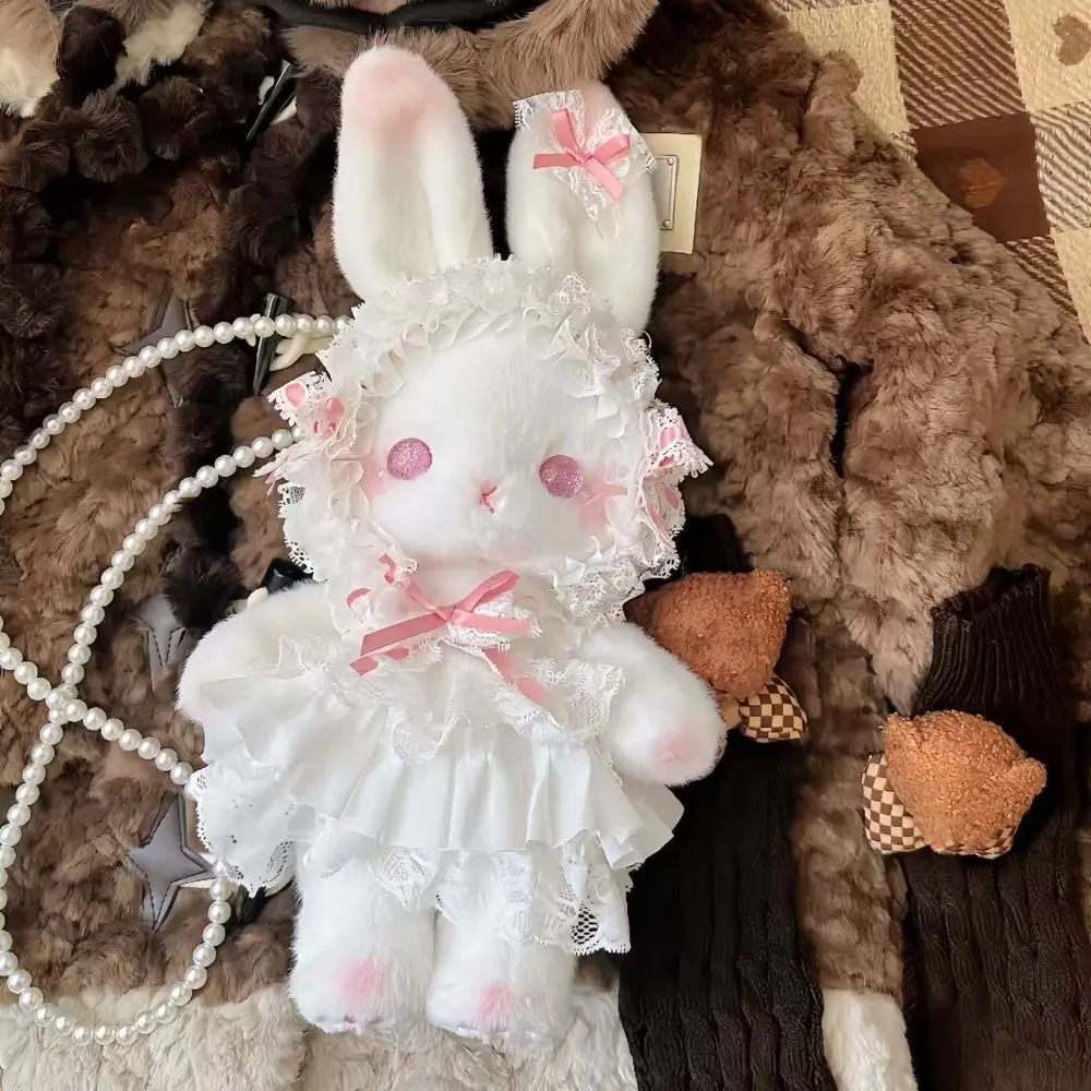 New Bunny Plush Bag Lolita Princess Shoulder Bag Long-eared Rabbit Pearl Chain Purse Crossbody Bags Long-eared Rabbit