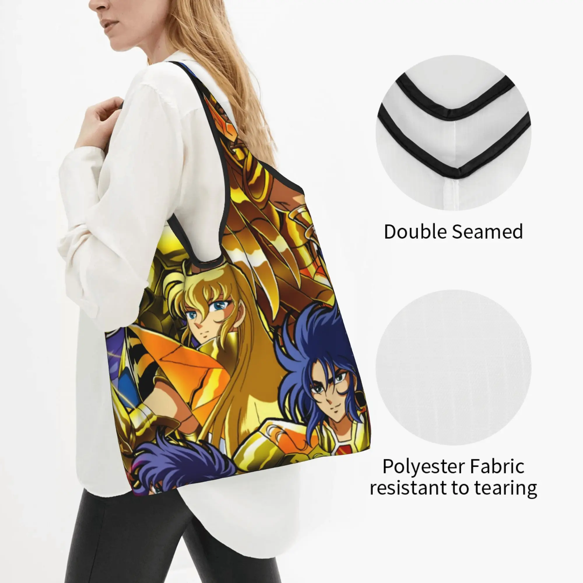 Funny Print Classical S-Saintes S-Seiyaes Manga Shopping Tote Bags Portable Shoulder Shopper Classical  Handbag