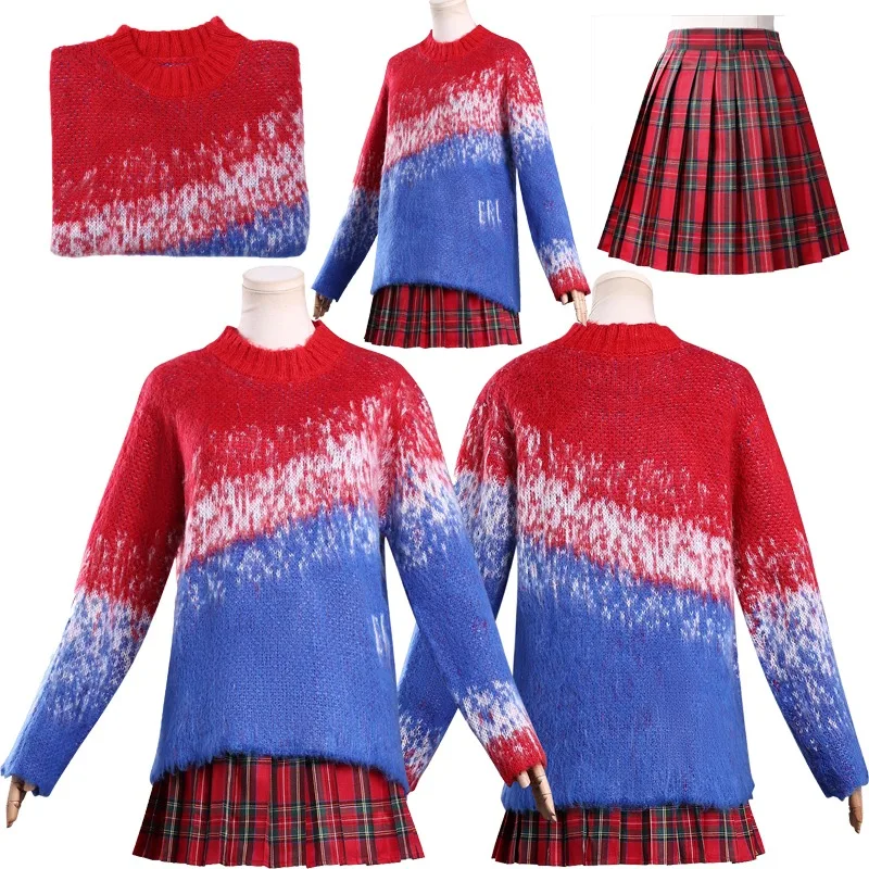 

Розовый градиентный свитер JK Юбка Хэллоуин Косплей Комплект Топ Юбка Носки