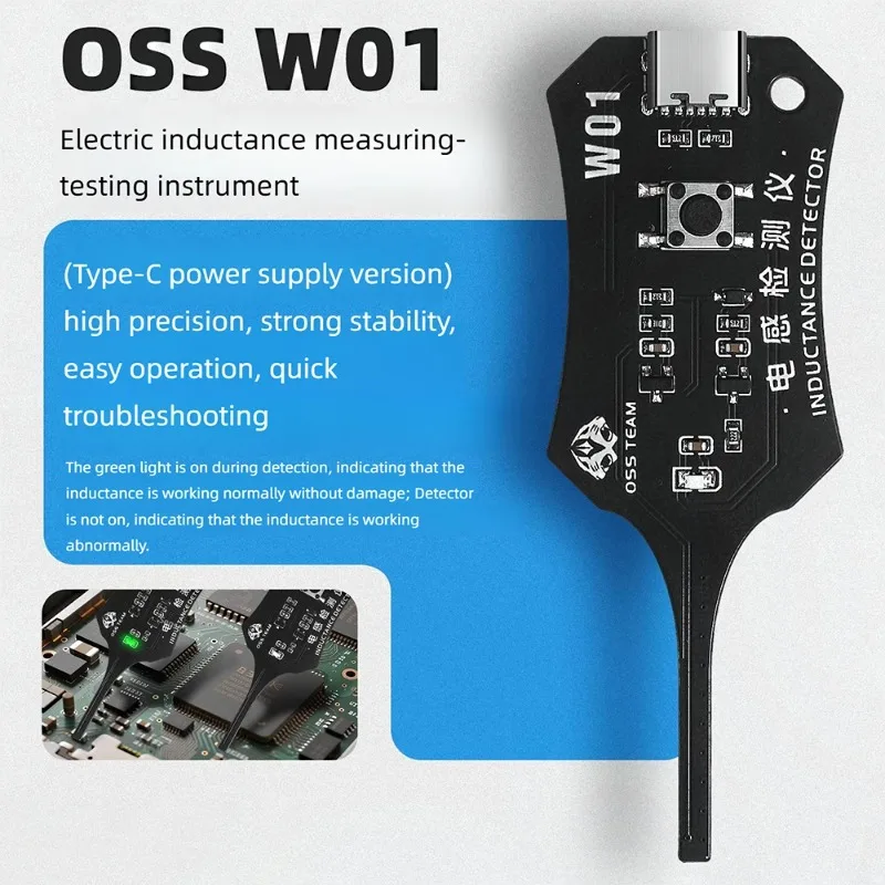 

Тестер индуктивных катушек OSS W01 с питанием от Type-C, высокоточный прибор для обнаружения неисправностей при ремонте мобильных телефонов и материнских плат