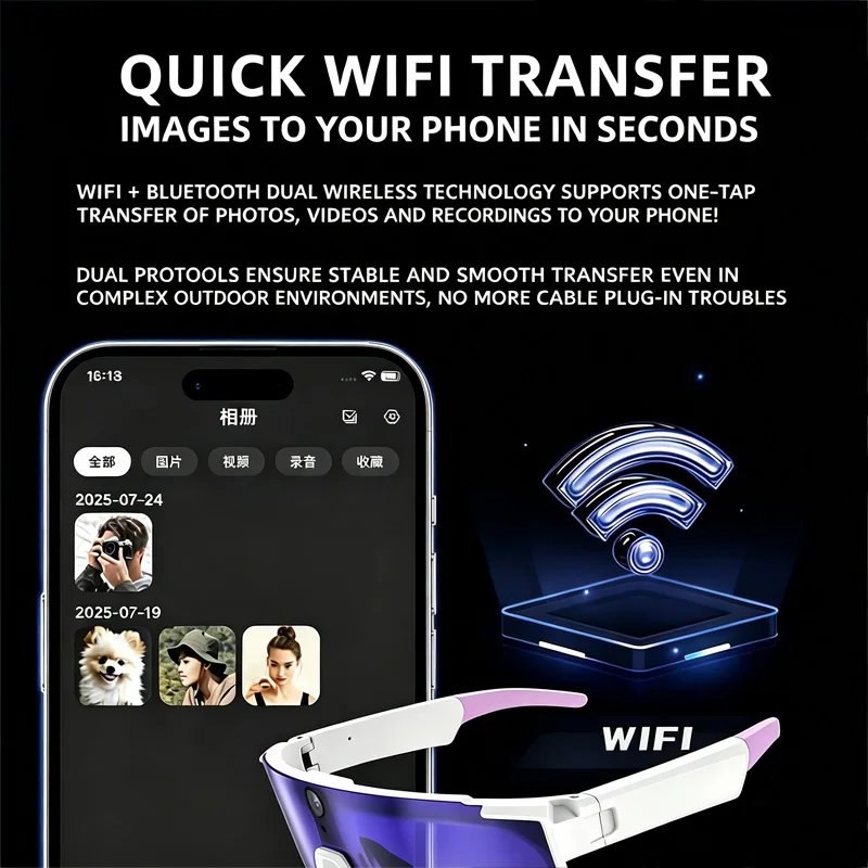 2026 New M95 HD 800W-Pixel Photo and Video Sports AI Glasses with Camera Bluetooth and Sun Protection for Outdoor Cycling image 3
