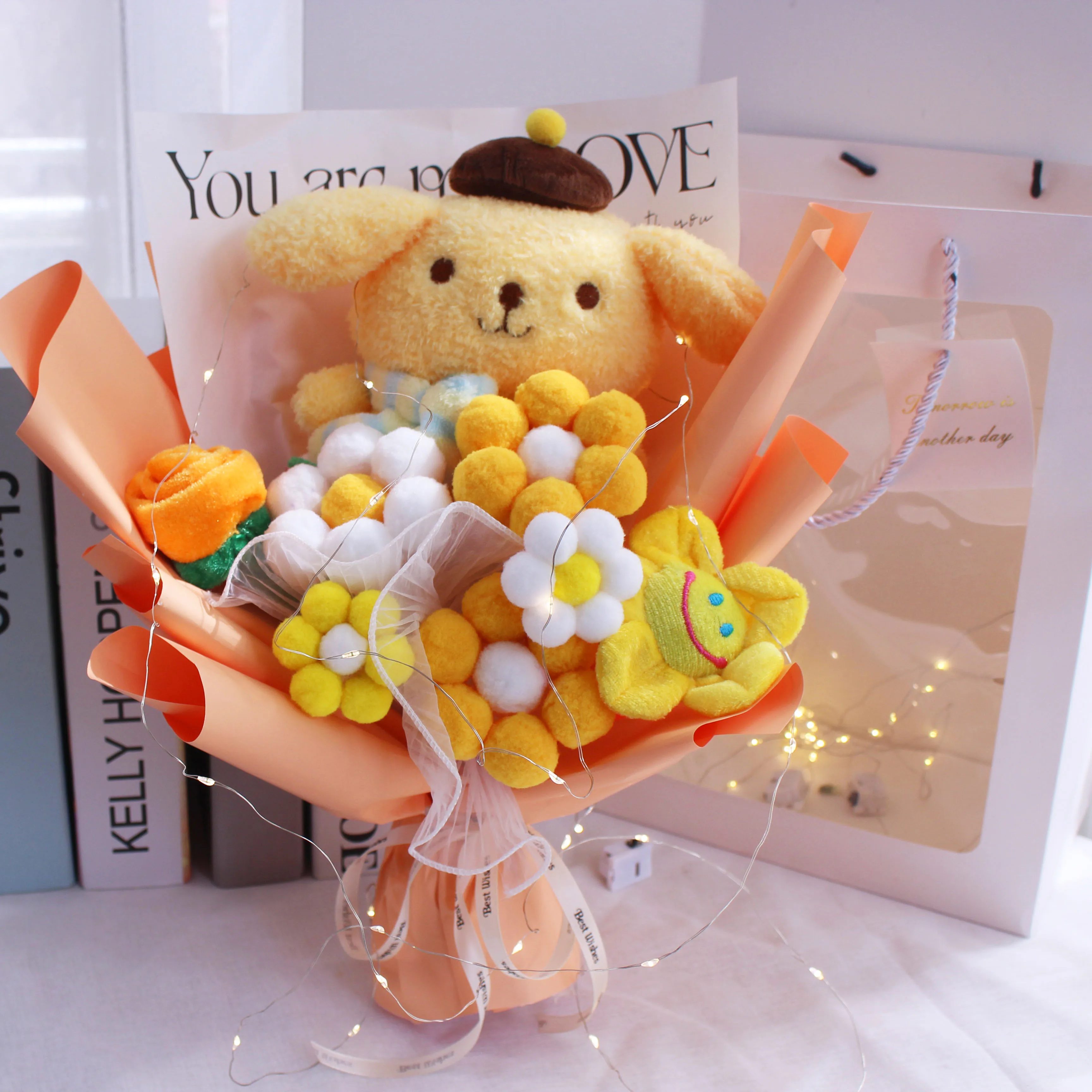 

Cute My Melody Pom Pom Purin Kt Cat Plush Doll Toy Bouquet Gift Box Valentine's Day Christmas Graduation Gifts