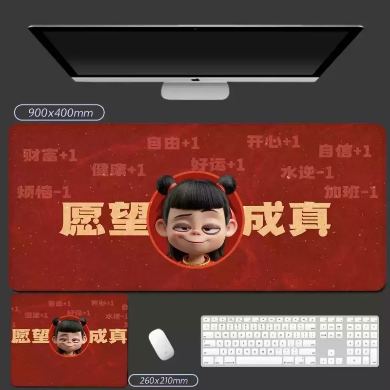 Alas Mouse Besar Nezha'S Baru Lockrand Nezha Aoguang Aobing Alas Meja Meja Komputer Kantor Alas Mouse Besar Alas Keyboard
