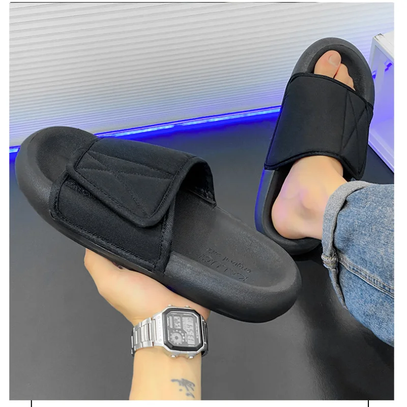 Men's Thick-soled Lightweight Slippers 2024 Summer Couple Home Style Casual Fashion Slip on Bread Shoes Big Size Sandals Men