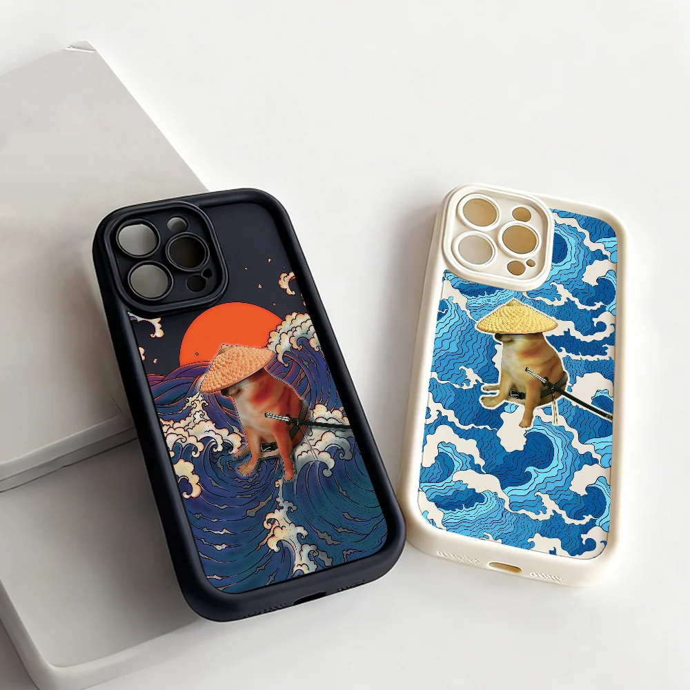 

Funny Cheems Doge Phone Case For Samsung S25 S24 S23 A56 A55 Ultra FE Plus Shockproof Soft Back Cover Liquid Silicone Shell