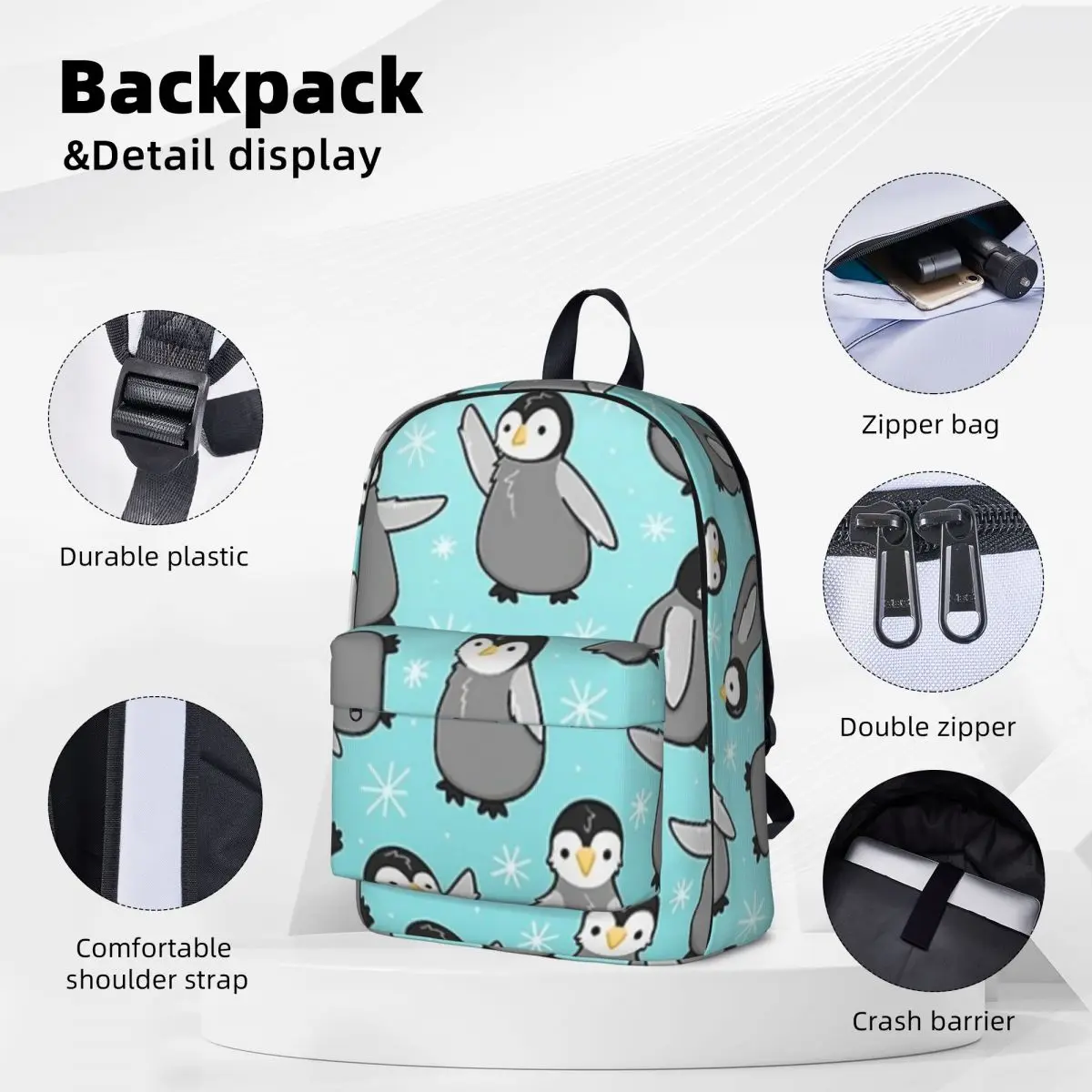 Pinguim pintinhos mochilas grande capacidade estudante saco de livro bolsa de ombro portátil à prova dwaterproof água crianças saco escolar