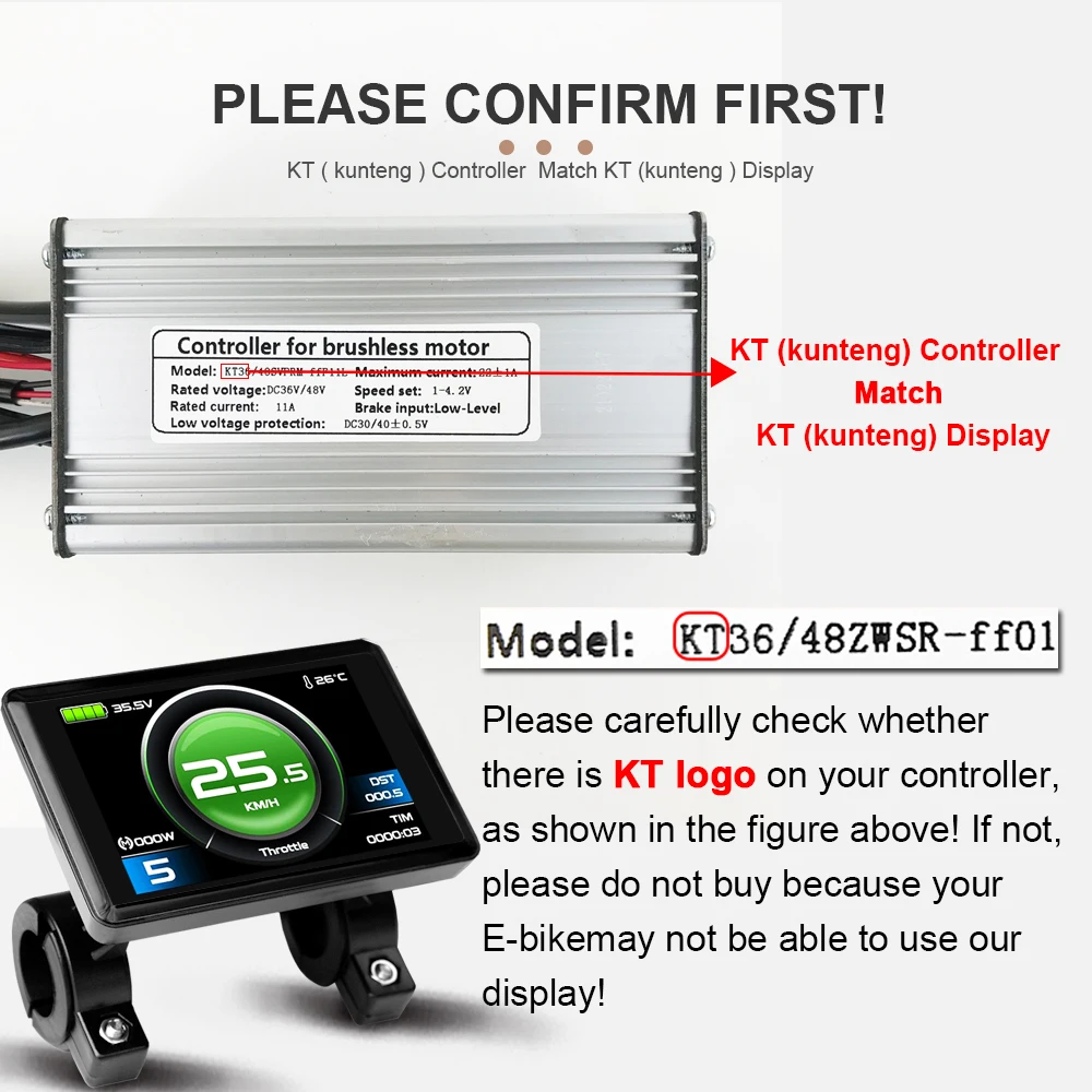 Ebike عرض KT TF02H عرض 24V36V48V دراجة كهربائية Kunteng لوحة تحكم ذكية عرض لمجموعة محرك الدراجة الكهربائية #5
