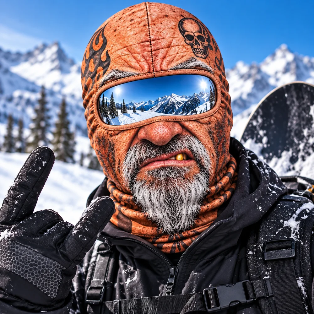 3D Face Printed Old Man Balaclava Face Mask Full Coverage Breathable Eye Hole Winter Mask Cover White Mustache Elastic