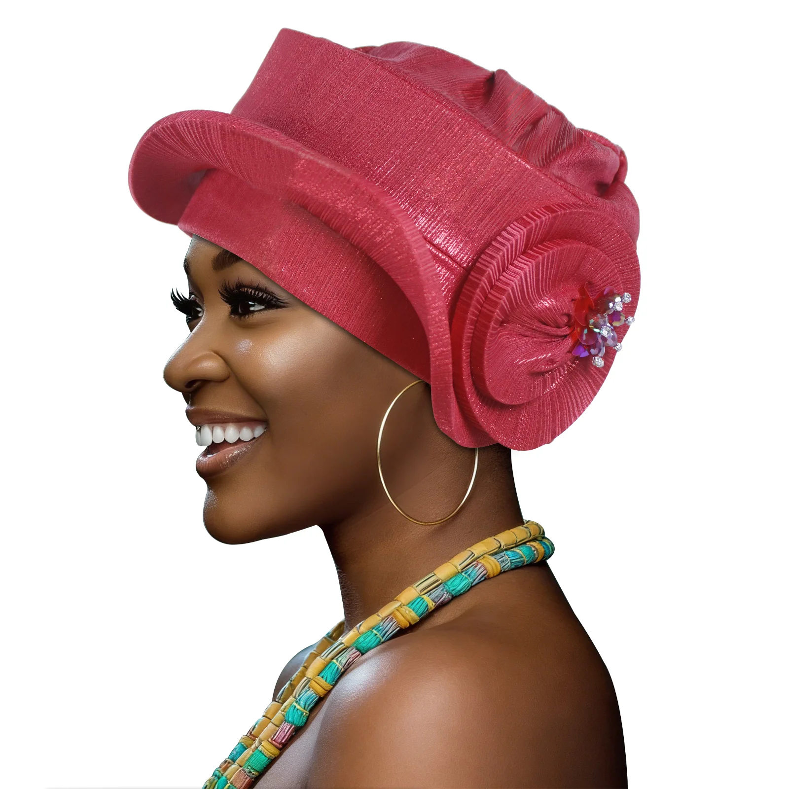 

2026 New African Headtie Turban Nigeria Auto Gele Head Wraps Auto Gele Women's Turban Cap Wedding Geles Muslim Head Wraps Bonnet