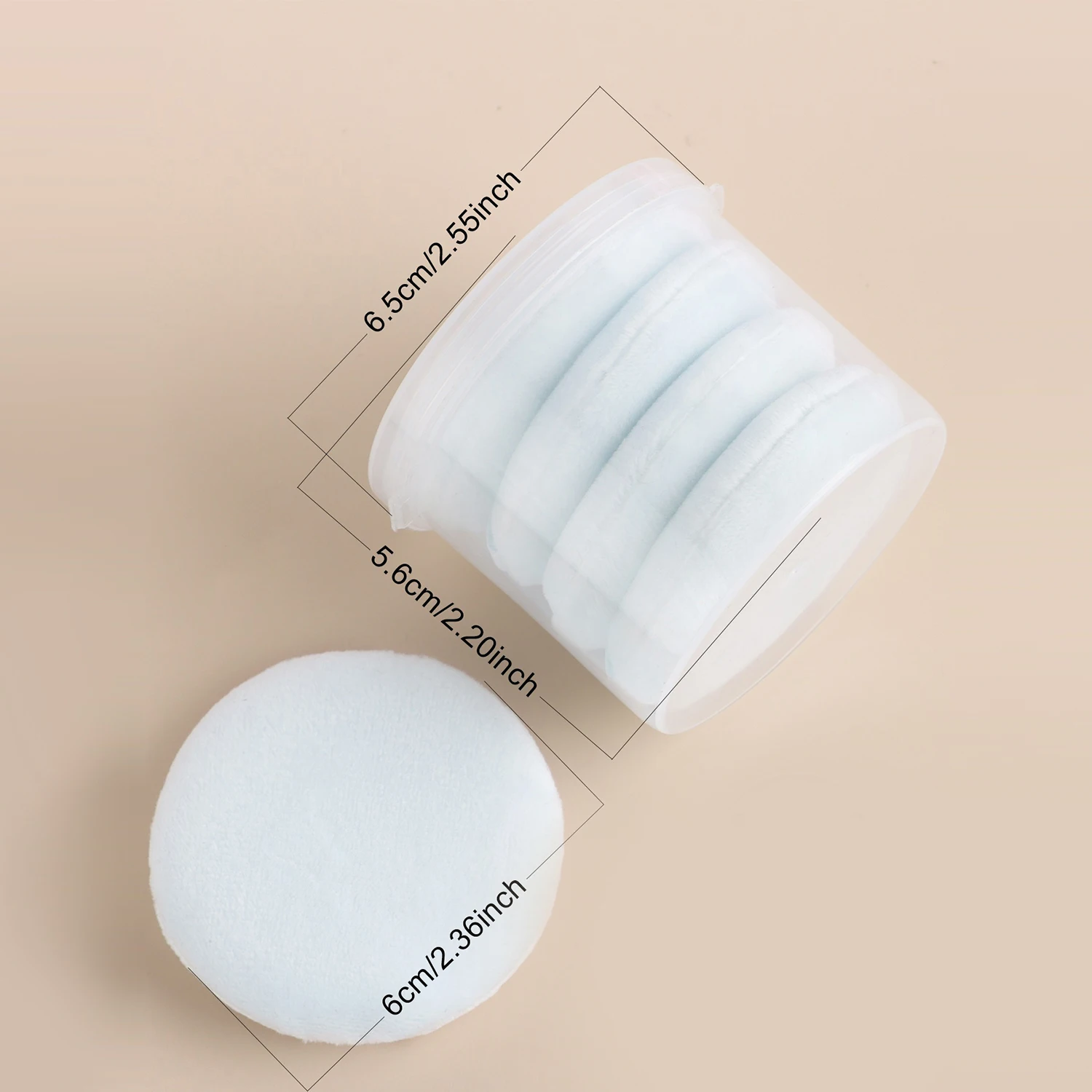 Powder Puff, 5pcs/box soft round sponge powder puff double-side skin-friendly velvet makeup powder puff tape case