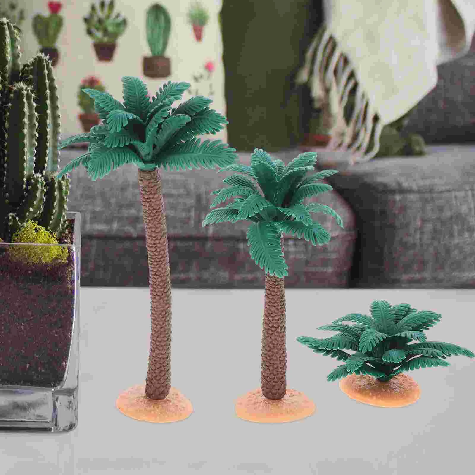 3 Pcs Faux Trees Scenery Simulation Toy Simulated Plant Green Artificial PVC Safe Fine Workmanship Desk Office