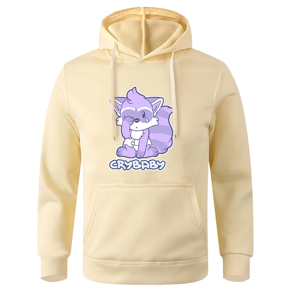 Cute Purple Fox Is Crying Printing Mens Hoodie Warm Brand Streetwear Comfortable Casual Hoody Oversize Comfortable Men Hoodies