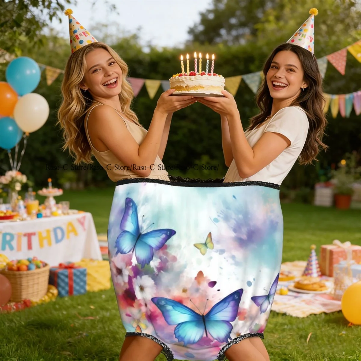 Funny Grandma Underwear Watercolor Butterflies And Flowers Whimsical Casual Prank Presents view 5
