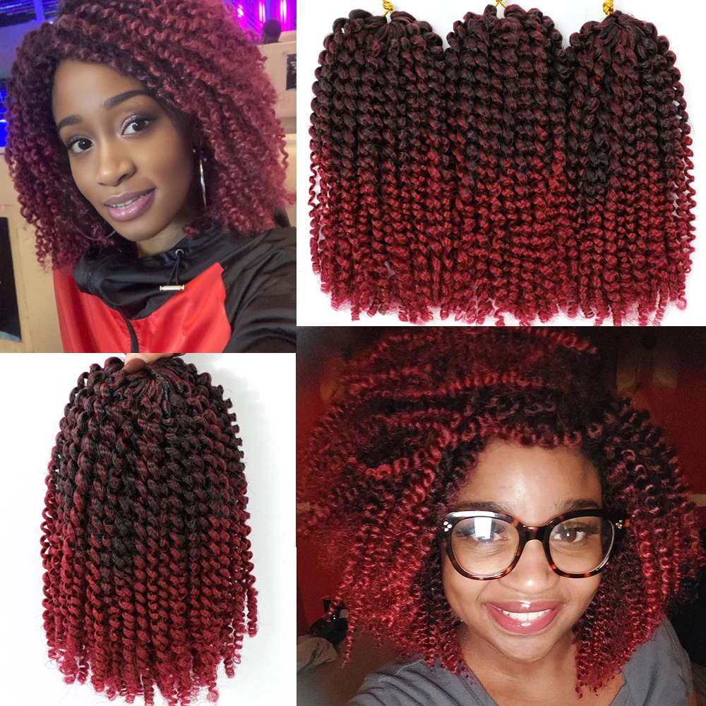 Marlybob Crochet Hair 1- 6 Bundles Synthetic Ombre Braiding Hair Extensions Small Afro Kinky Curly Twist Braid Fake Hair Cheveux