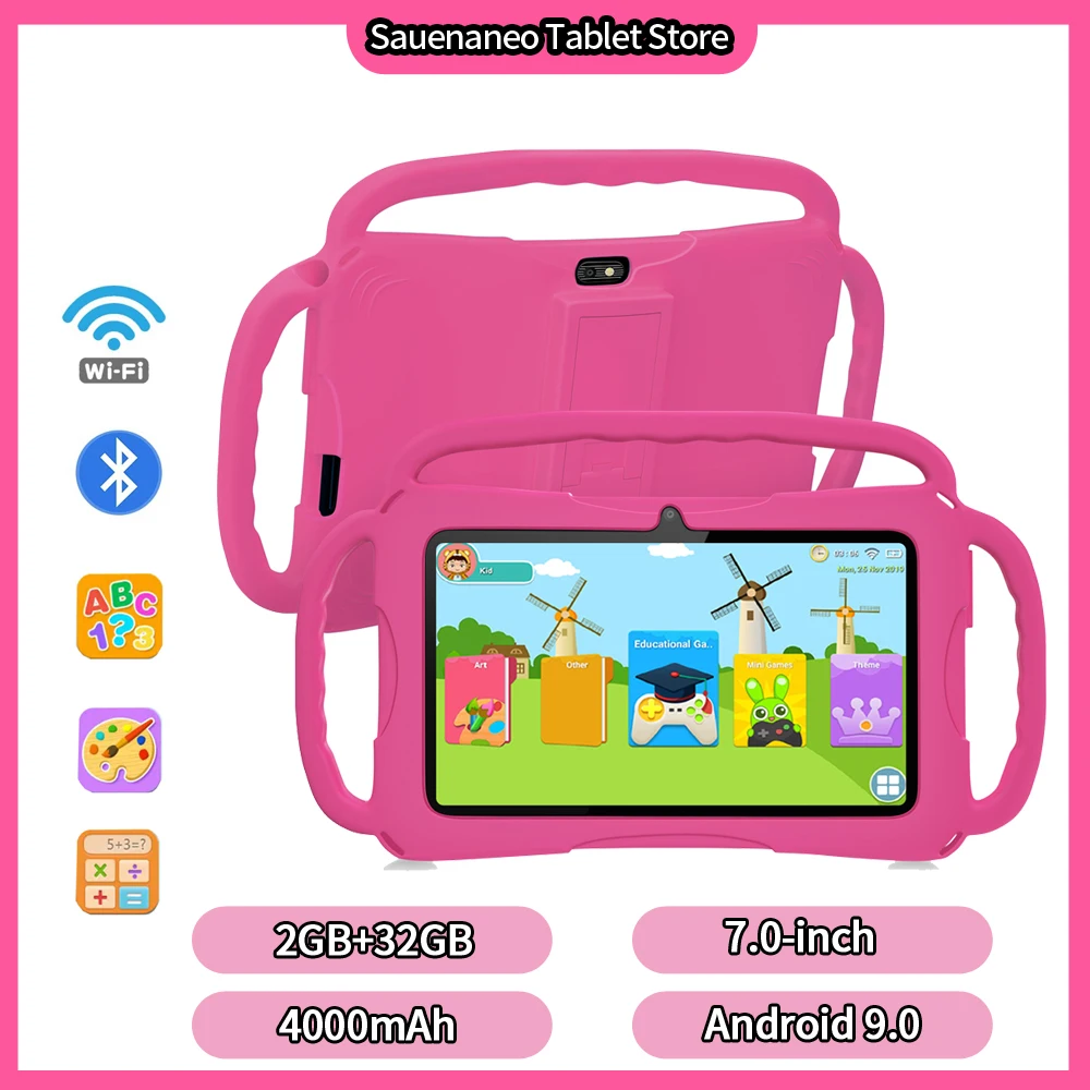 BDF K4 New 5G Kids Tablet 7 Inch 2GB RAM 32GB ROM Android 9.0 Google Learning Education Games Tablets WiFi Bluetooth