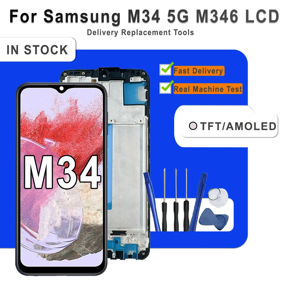 AMOLED LCD For Samsung Galaxy M34 5G LCD Touch Screen Digitizer Assembly Replacement For Samsung M34 5G M346B M346B/DS Display