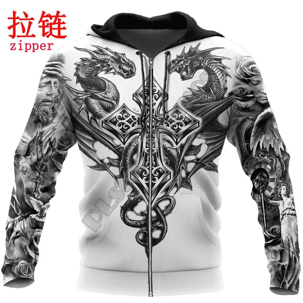 Sudadera Unisex KJ995 – Estampado 3D Cruz y Dragones - imagen 5